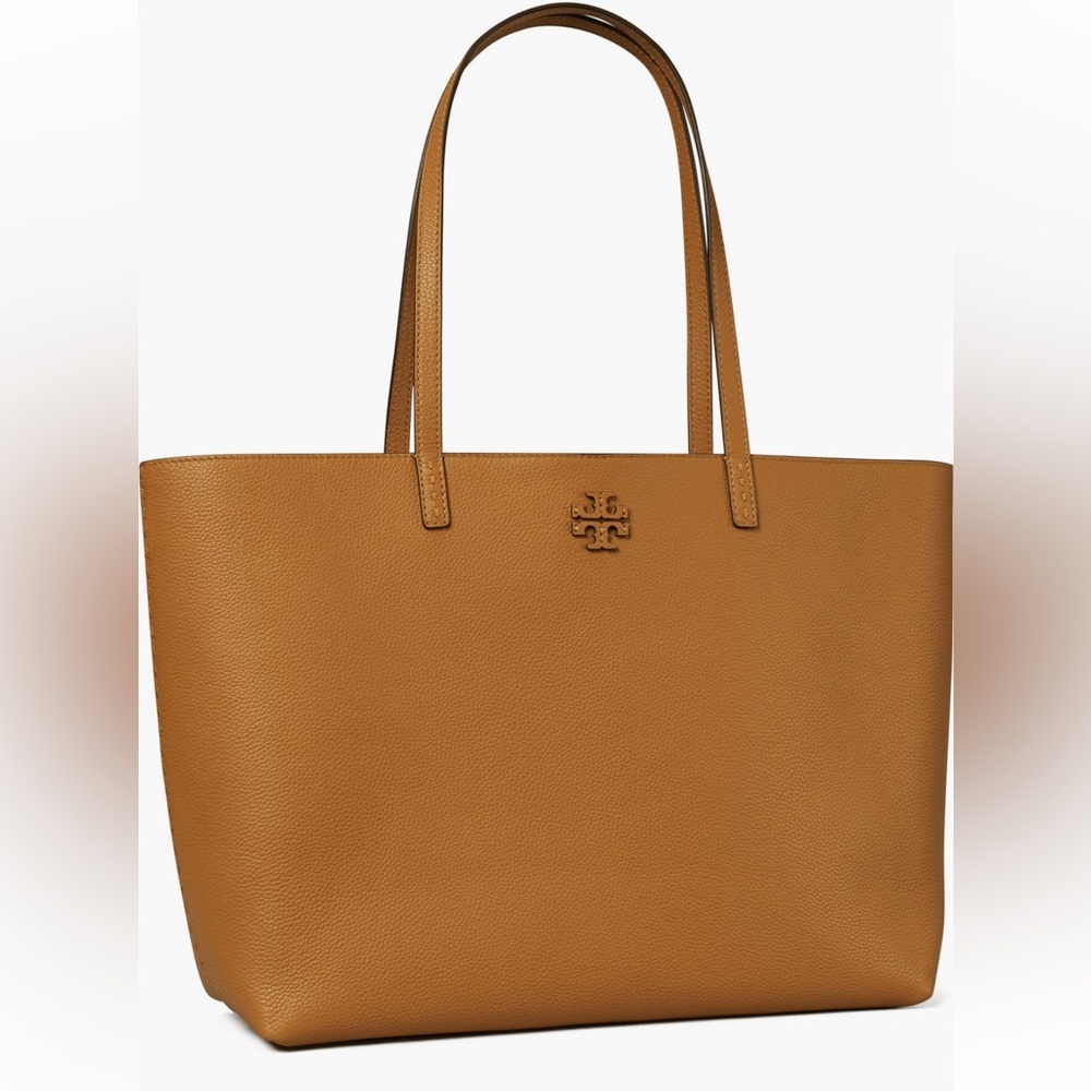 NWT Tory Burch McGraw Leather Tote in Tiramisu Brown Color with Dust Bag - Picture 13 of 15